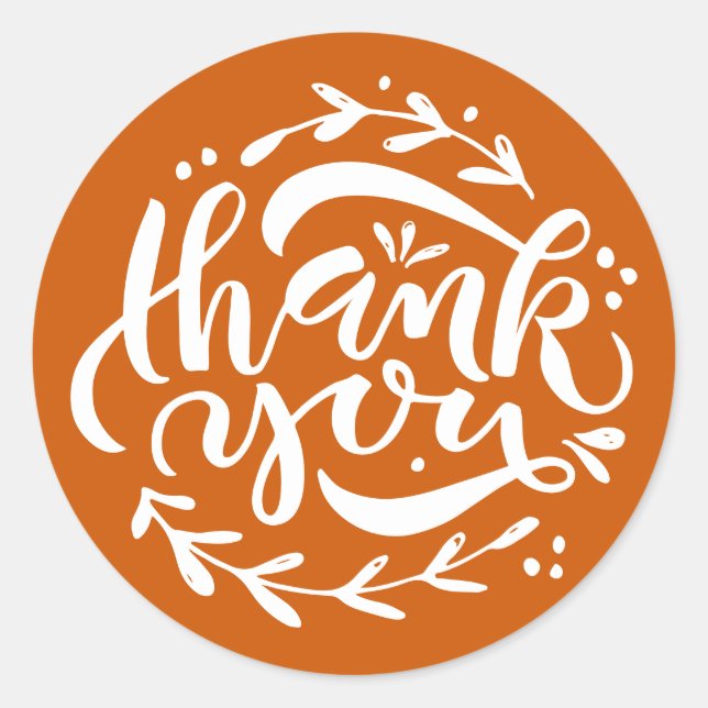 Sticker Rond Couronne de calligraphie moderne Merci Orange (Devant)