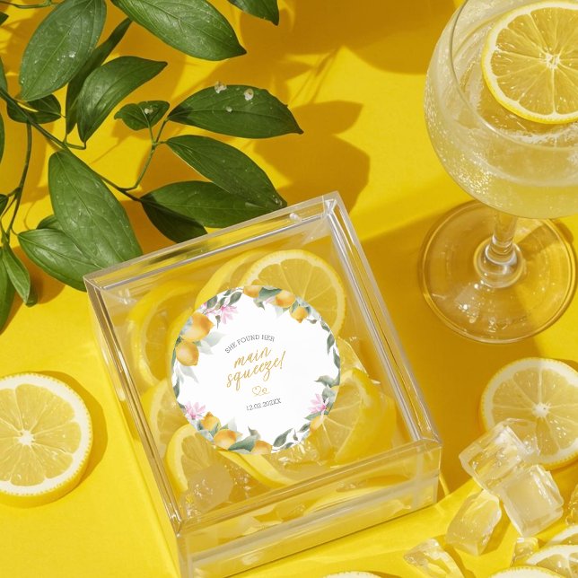 Sticker Rond Couronne de citron Budget Main Squeeze Baby Shower (Créateur téléchargé)