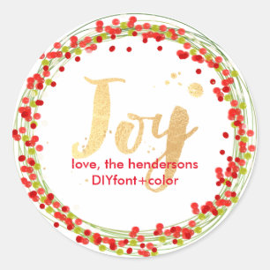 Sticker Rond Couronne de fête / baie de houx PixDezine