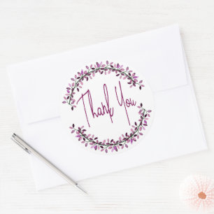 Sticker Rond Couronne de feuilles violettes Chic Typography Mer