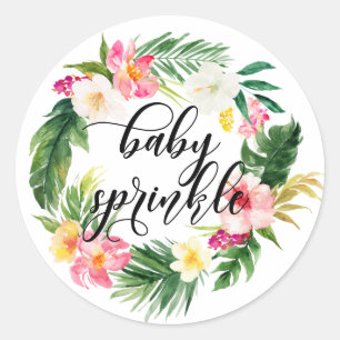 Sticker Rond Couronne de fleurs tropicales à l'aquarelle pour B