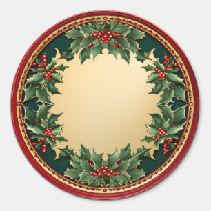 Sticker Rond Couronne de houx et de lierre