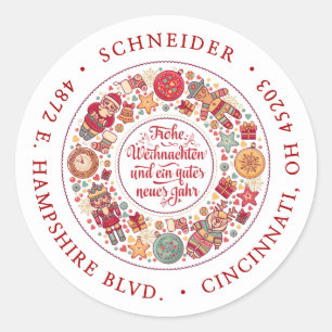 Sticker Rond Couronne de Joyeux Noël Adresse de Retour