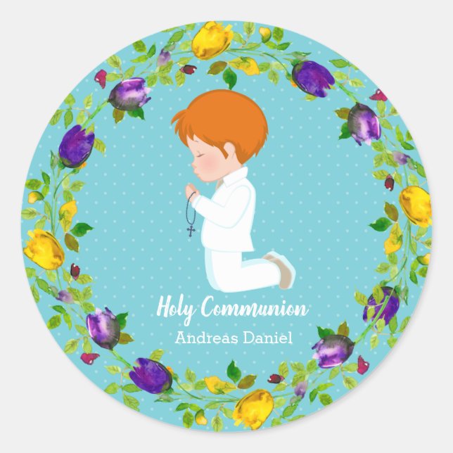 Sticker Rond Couronne de la Sainte Communion * choisir la coule (Devant)