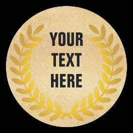 Sticker Rond Couronne de laurier d'or avec vos mots