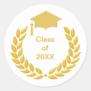 Sticker Rond Couronne de laurier doré promotion 20XX
