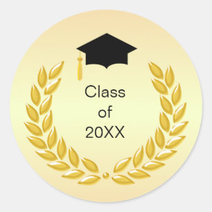 Sticker Rond Couronne de laurier Promotion 20XX Diplômés