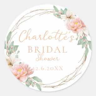 Sticker Rond Couronne de mariage bohème à l'aquarelle moderne