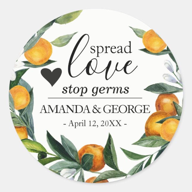 Sticker Rond Couronne de mariage de désinfectant pour les mains (Devant)