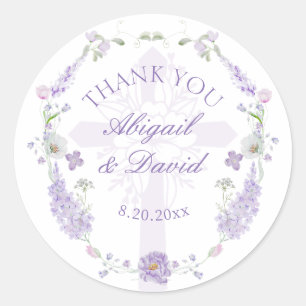 Sticker Rond Couronne de mariage religieuse lilas lavande flora