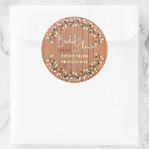 Sticker Rond Couronne de mariage rustique en bois automnale per