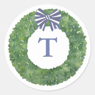Sticker Rond Couronne de monogramme prépa avec sceau d'envelopp