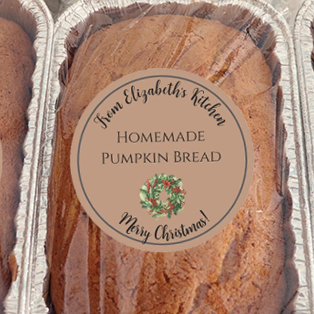 Sticker Rond Couronne de Noël Cadeau Alimentaire Maison Marron (Créateur téléchargé)