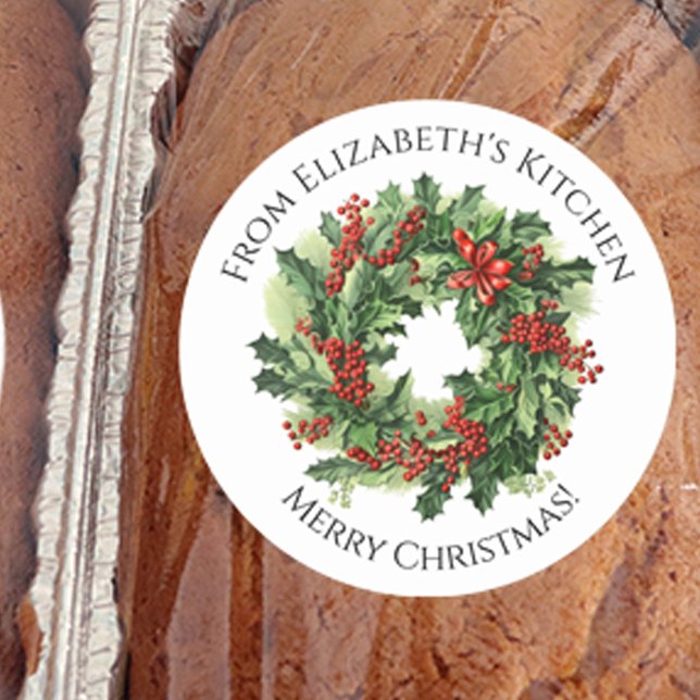Sticker Rond Couronne de Noël Cadeau de nourriture fait maison  (Créateur téléchargé)