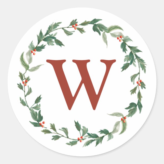 Sticker Rond Couronne de Noël et monogramme Sceau d'enveloppe i (Devant)