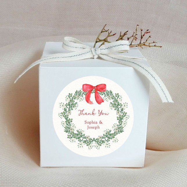 Sticker Rond Couronne de Noël | Mariage de vacances Whimsical (Créateur téléchargé)