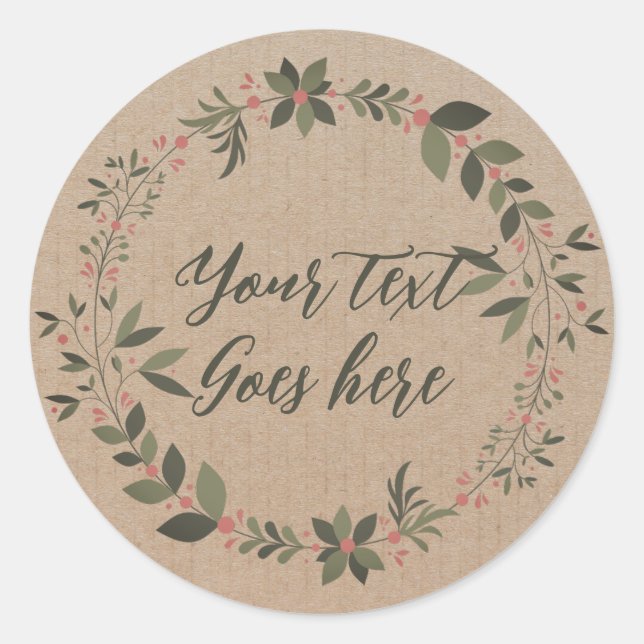 Sticker Rond Couronne de Noël personnalisée (Devant)