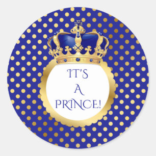 Sticker Rond Couronne de petit prince bleu royal et or