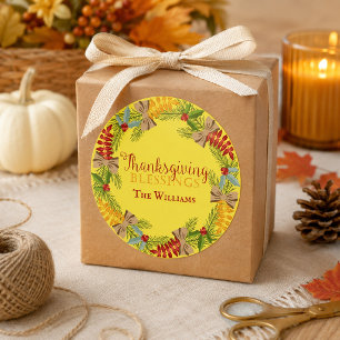 Sticker Rond Couronne de Thanksgiving jaune