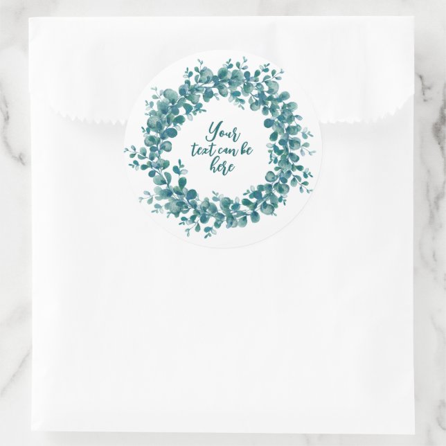 Sticker Rond Couronne de verdure d'eucalyptus aquarelle (Sac)