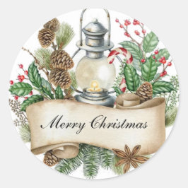 Sticker Rond Couronne décorative de Noël