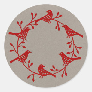 Sticker Rond Couronne d'oiseaux Style scandinave moderne