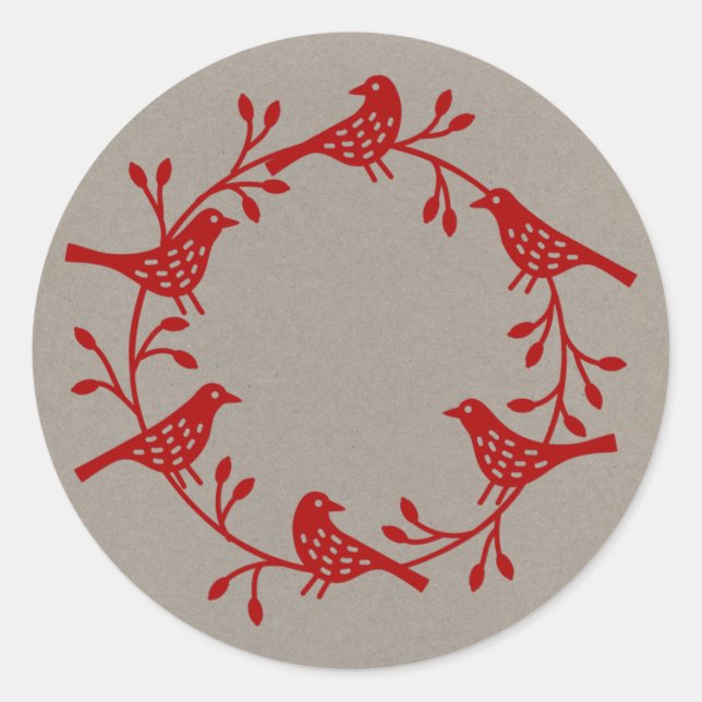 Sticker Rond Couronne d'oiseaux Style scandinave moderne (Devant)