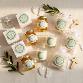 Sticker Rond Couronne d'olive personnalisée pour baptême