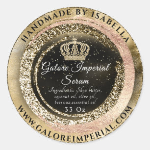 Sticker Rond Couronne d'or Parties scintillant noire Cadre Cosm