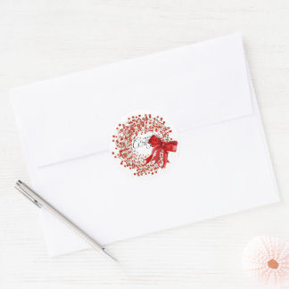 Sticker Rond Couronne festive classique aux fruits rouges Joyeu