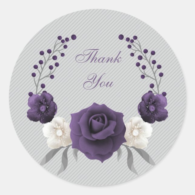 Sticker Rond couronne florale blanche pourpre poussiéreuse (Devant)