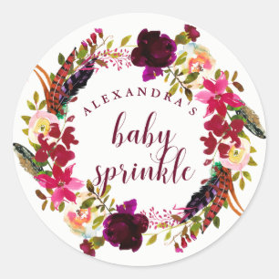 Sticker Rond Couronne florale Boho   Bébé