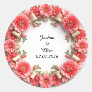 Sticker Rond Couronne florale de mariage