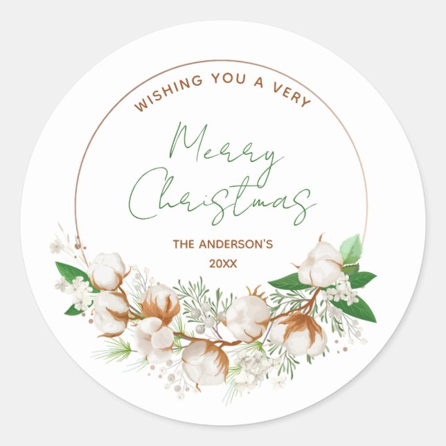 Sticker Rond Couronne florale de Noël (Devant)