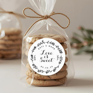 Sticker Rond Couronne florale rustique Love is Sweet Cadeau de