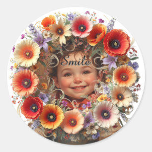 Sticker Rond Couronne florale vibrante