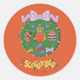 Sticker Rond Couronne graphique de snack de vacances de Scooby-