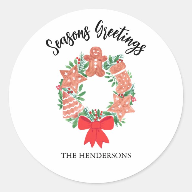 Sticker Rond Couronne Joyeuses Fêtes personnalisée (Devant)
