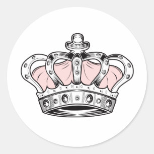 Sticker Rond Couronne - PInk