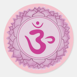 Sticker rond Couronne rose chakra classique, brill