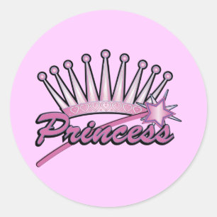 Sticker Rond Couronne rose princesse