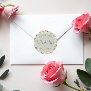 Sticker Rond Couronne rose verte et romantique