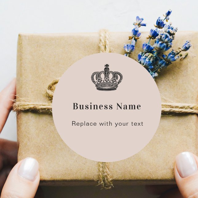 Sticker Rond Couronne royale d'affaires beige (Créateur téléchargé)