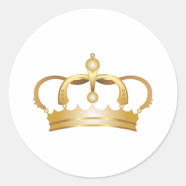 Sticker Rond Couronne Royale Élégante en Or (Devant)