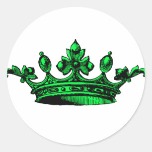 Sticker Rond Couronne royale en vert citron. Prince, Princesse,