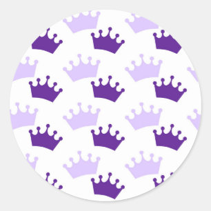 Sticker Rond Couronne Royale Violette Baby Shower Conte de Fées