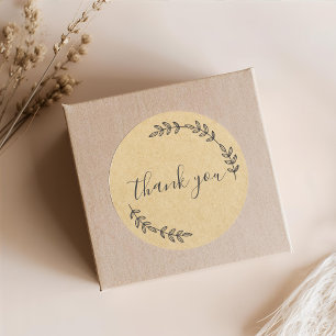 Sticker Rond Couronne simple Rustic Kraft Calligraphie Merci