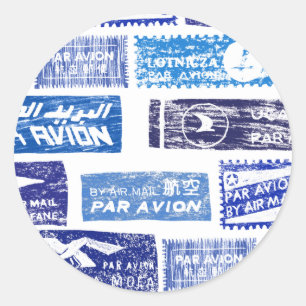 Sticker Rond Courrier aérien / par avion - transparent