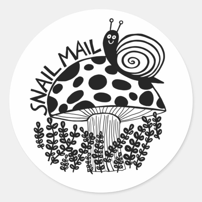 Sticker Rond COURRIER COURRIER COURRIER Champignons PERSONNALIS (Devant)