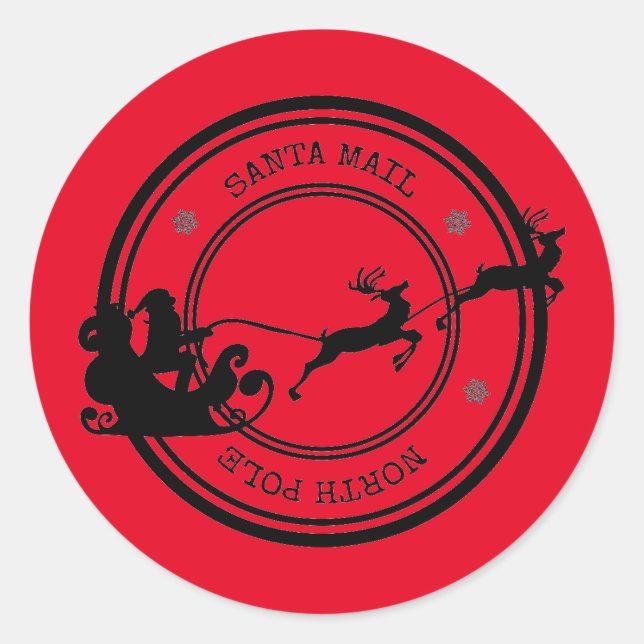 Sticker Rond Courrier du Père Noël Pôle Nord (Devant)